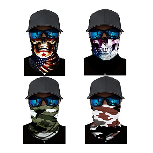 4 Pack Multifunctional Seamless Face Mask Bandanas Neck Gaiter Scarf Headband Headwear Balaclava