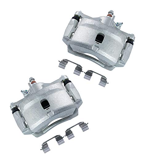 Image of TRQ Front Driver and Passenger Side Brake Caliper Set Caliper Brackets Hardware Compatible with 97-11 Honda Civic EX, 04-11 Civic LX, 06-11 DX, 10-14 Honda Insight, 99-00 SI