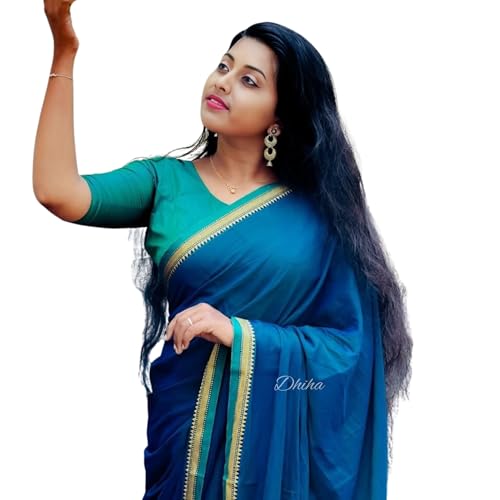 Image of Narayanpet Pure Cotton Avani Border Saree for Women with Running Blouse | Tassels | Traditional Woven Solid Design | Handloom Weave