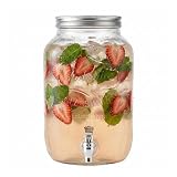 Circleware Sun Tea Mini Mason Jar Glass Beverage Dispenser with Metal Lid, Glassware For Water, Juice, Beer, Wine, Liquor, Kombucha Iced Punch & Best Cold Drinks, Classic Yorkshire 1 Gallon