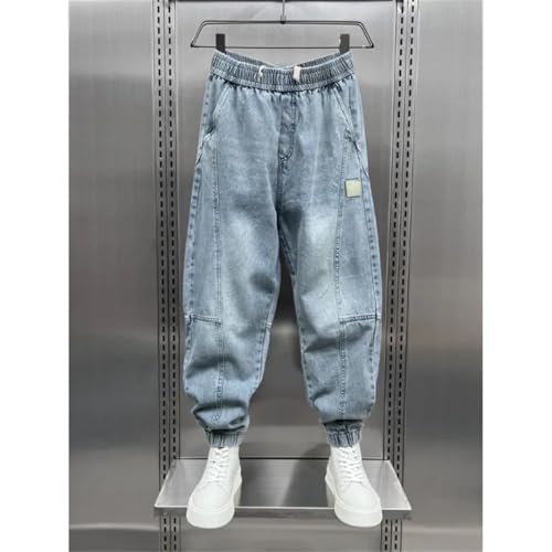 Men's Harem Jeans Streetwear Loose Baggy Calf Length Denim Elastic Waist Jogger Pants3