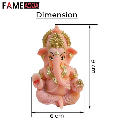 Image of 3.5 Inch Ganesha Idol Car Dashboard Idol Ganesha Murti Ganpati Idol for Home Decor Lord Ganesh Statue Gift for Office Desk Puja Room Figurine Decoration (Pink)