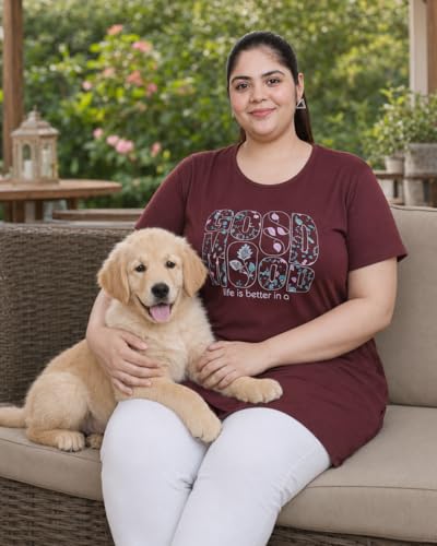 Image of In Love Women's Printed Cotton Plus Size Longline T-Shirt with Pockets | Cotton fabric - soft longline T-shirt with easy plus-size fit