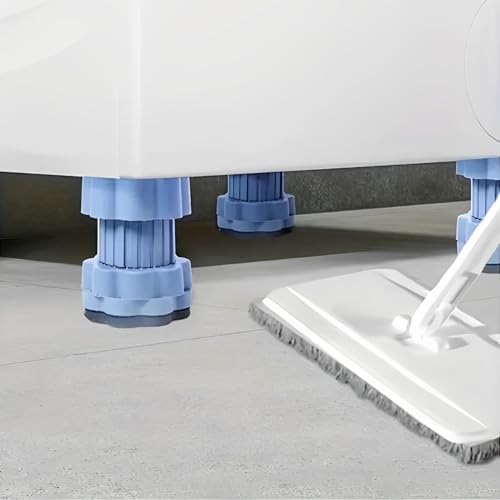 Image of JD FRESH Washing Machine Vibration Pads /Bracket Base for Washing Machine /Refrigerator Stand with Height Adjustment Feet /Floor Trays /Stands with Anti-Slip Rubber (Blue-4 Pcs Set)