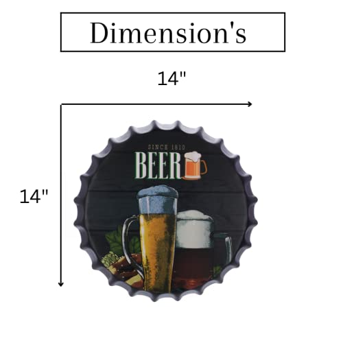 Image of EAZYWAGON Decorative Metal Bottle Caps Wall Sign Plates - 14X14 Inches - Since-1810-Beer | Metal Wall Hanging Bottle Cap for Home, Farmhouse, Bar & Cafe Decoration | Vintage & Retro Look Plaques