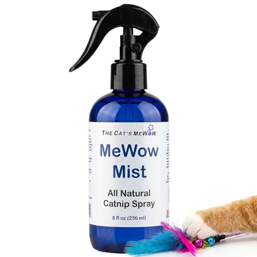 The Cats MeWow - MeWow Mist - All Natural Extremely Potent Catnip Spray for Toys Teasers Kickers Beds Towers Scratchers and More. 8 fl oz Made in America