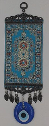 Good Luck Charms Wall Decor miniature Carpet Great for Home or Office 4 X 12 inches (Turquoise)