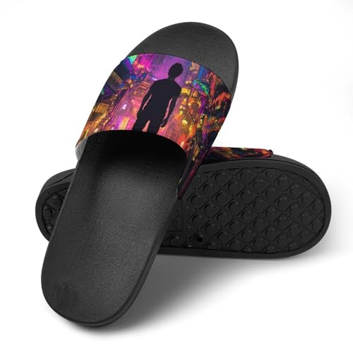 Cyberpunks World House Slippers for Women Men Personalized Shower Shoes Sandals Slides4