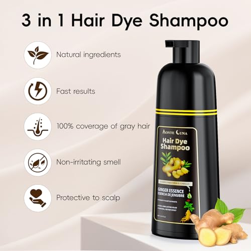 Image of IIIMEIDU Darkbrown Hair Dye Shampoo 3 in 1, Natural Hair Dye Semi Permanent Hair Color, Gray Hair Cover Up, Ginger Essence shampoo for Color Treated Hair for Women and Men (500ml) 1