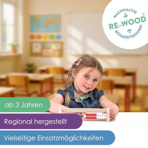 WISSNER 80200.3 aktiv lernen - 20 er Rechenrahmen rot/weiss - RE-Wood