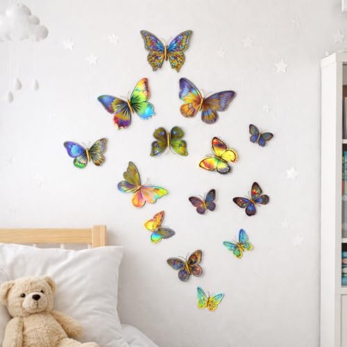 Image of Rangoli 3D Multicolor Butterfly Wall Stickers with Magnet | Removable Self Adhesive Wall Decor for Living Room, Bedroom, Kids Room | Wall & Iron Surface Decoration. Design-22