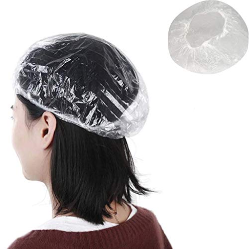 100pcs/lot White Disposable Shower Caps Hat Clear Spa Hair Salon Hotel One-Off Bathing Elastic Shower Cap Bathroom Products Bath Caps
