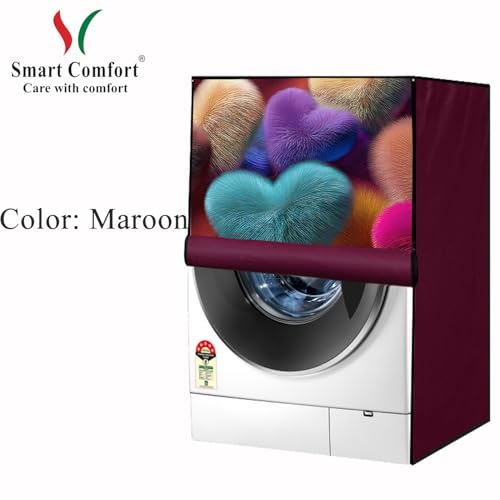 Image of Waterproof 9Kg Front Load Fully Automatic Washing Machine Cover compatible for lg /ifb /godrej /lloyd /bosch & etc Washing Machine (IFB9KMAROONHEARTSC11FL04)