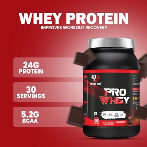 Image of Pro Whey Protein (1Kg / 2.2 lbs Double Chocolate 30 Serving) with 24g Protein, 5.2g BCAA | Muscle Growth |Muscle Recovery| Easy Digestion |4.1g Glutamine for Increase strength & Performance