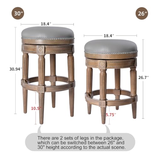 Image of DUHOME Swivel Bar Stools Set of 2, Stools with Removable Replaceable Legs