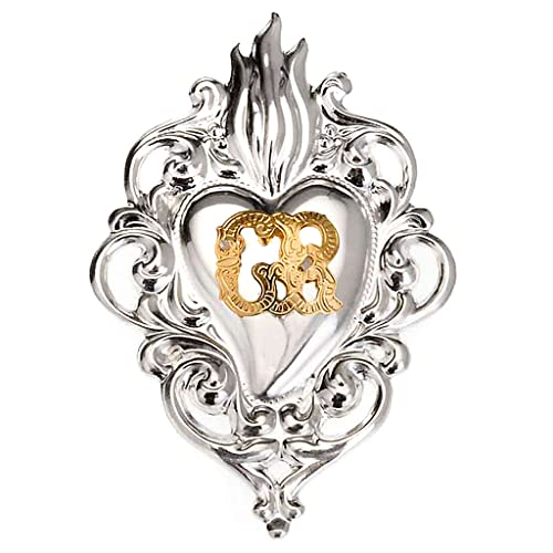 Holyart Ex-voto, Votive Heart with Flame 8x6cm, Silver