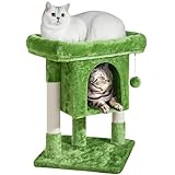 Yaheetech 23.5in Cat Tree, Cute Cat Tower for Indoor Cats with Wide Top Perch, Warm Condo, Sisal Scratching Posts for Large Cats, Green