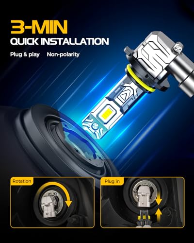 Image of 9005 9006 Light Bulbs, 8X Ultra Brightness hb3 hb4 Lights, 6500K Cool White Bulbs, Real 1:1 Mini Size Plug and Play, IP68 Waterproof, Pack of 4