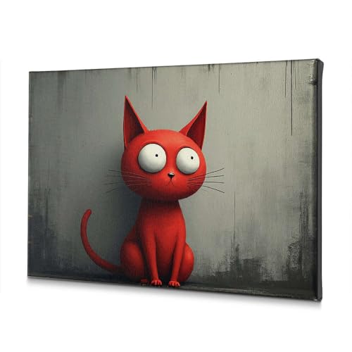 Tableau chat rouge déco de Pâques chrétienne pour salon de 30x40 cm