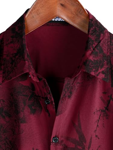 Image of JOTOOK Mens Hawaiian Shirt Short Sleeve Button Down Tropical Shirts Casual Floral Summer Beach Shirt