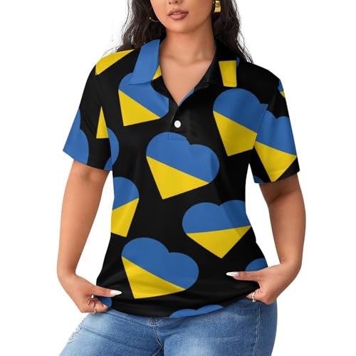Camiseta polo de manga corta para mujer con diseño de Ucrania