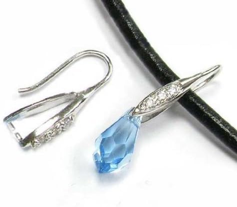 2 pcs Rhodium on .925 Sterling Silver Earwires French Hook Clear Cz Crystal Pinch Bail Clasp Dangle Earring Connector/Findings
