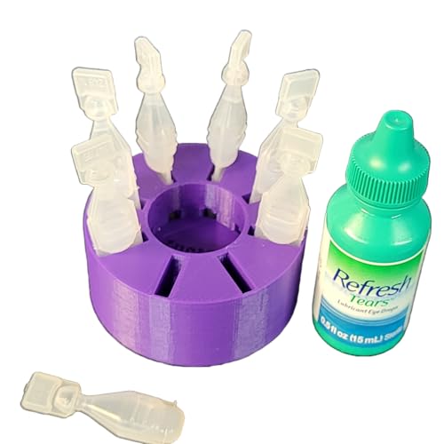 Image of Znet3D Eye Drops Holder - Organizes 8 Single-use Disposable Vials & 1 Eye Drop Bottle - Keep everything together (Purple)