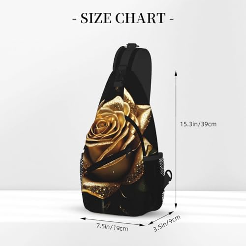 Gold Rose Print Cross Chest Bag Diagonally - High-Capacity For Short Trips, Work, And Daily Use3