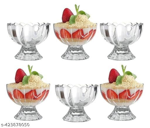 Image of Unbreakable Plastic Ice Cream Cup /Ice Cream Bowl /Desert Bowl /Brownie Bowls /Pudding Cup Bowls (Colour May Vary, Set of 6)|Design - for Home and Kitchen