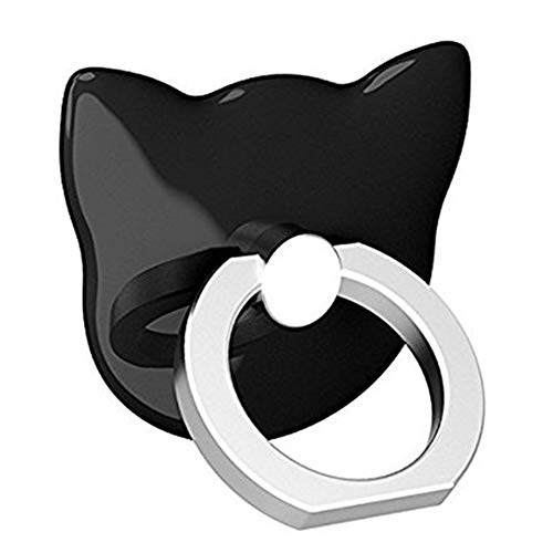 Deanyi Bague Support à Anneau Support en métal Motif Cat Universel appliquée téléphone Portable Support 360 Rotation Degree (Noir) Prodits électroniques