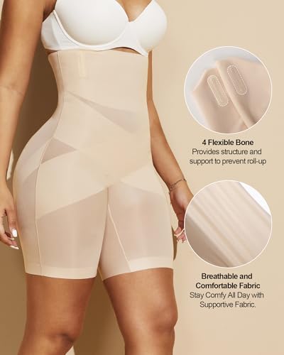 PAUKEE Tummy Control Shapewear for Women Butt Lifting Shaper Shorts High Waisted Seamless Girdles Shapewear4