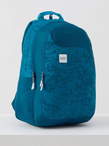 Image of Wildcraft Wiki 1 30L Laptop Backpack for Men & Women | Fits 15.6 inch Laptop | Padded Shoulder Straps, Multi Compartments, Anti-Theft Zippers | School & College Bag | Jacquard Pattern Blue