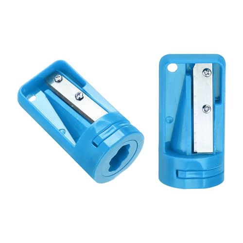 QUARKZMAN 2pcs Sacapuntas de Carpintero, Azul Cielo, Sacapunta Manual Portátil Afilalápices Cortador de Lápices de Solo Agujero Simple para Escuela Oficina Carpintería Viajes Manualidad