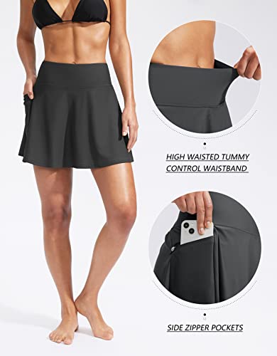Image of Kayrth Women's High Waisted Swim Skirt with Zipper Pockets Tummy Control Bathing Suit Swimsuit Tankini Bottoms