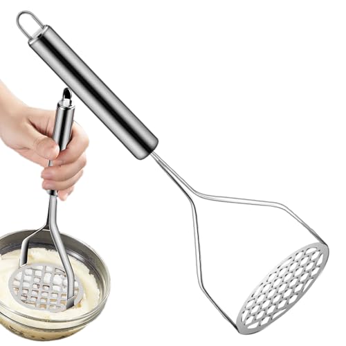 Amesor Machacador de Patatas de Acero Inoxidable | Utensilio de Cocina Robusto para Triturar Patatas,Para Puré Verduras Frutas Carne Aguacate en Hogar Restaurante Camping Barbacoa Picnic Al Aire Libre