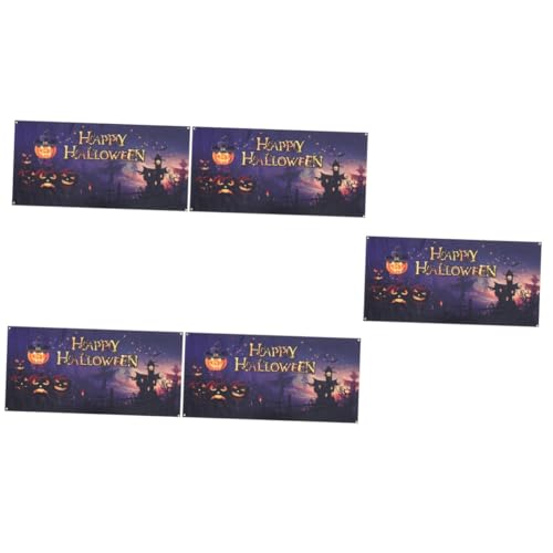 5pezzi Striscione Decorativo Di Halloween Con Zucche Sfondo Per Foto Festivo Facile Da Appendere e Vividamente Per Feste Di stampato