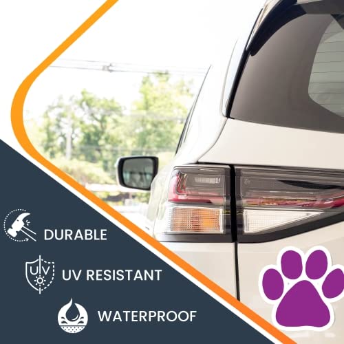 Image of Purple Pawprint Car Magnet 5 Inch, Dog Lover Gift | Heavy duty magnetic decal for car, truck, SUV or fridge, full color UV printed