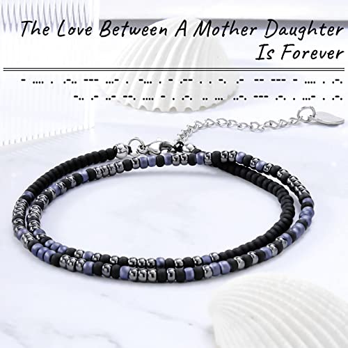 Image of Btysun Inspirational Morse Code Bracelets for Women Men Teen Girl Gifts Best Friend Birthday Gifts for Him Her Adjustable Layered Secret Message Sister Bff Girfriend Sister Christmas Jewelry