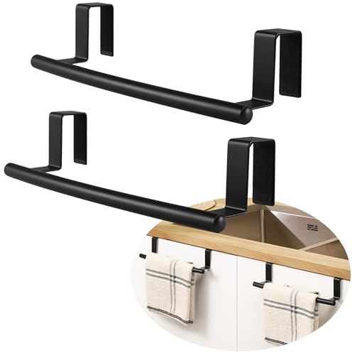 KES Porte Torchons Porte Serviettes Au-Dessus de la Porte Porte Serviettes de Cuisine Barre de Serviettes Cabinet Noir Mat 2 Pack, KTH500S26-BK-P2