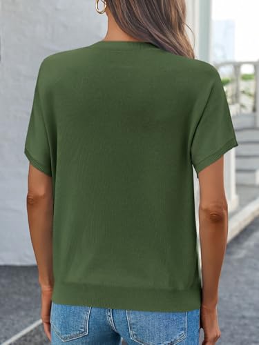 Image of Saodimallsu Women's Short Sleeve Crew Neck Knit Pullover Sweater