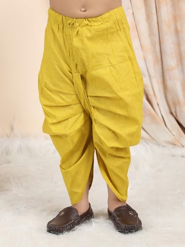 Image of POLKA TOTS Premium Cotton Dhoti Kurta Set for Kids Boys | Traditional Angrakha Style Ethnic Wear for Boys | Kurta Dhoti Set for Kids | Festive & Wedding Clothing Set for Baby