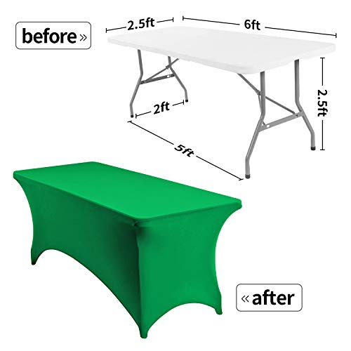 Image of Peomeise 6FT Spandex Table Cover Rectangular Stretch Spandex Tablecloth (Emerald,6FT)
