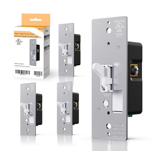 Image of AIDA Toggle Slide Dimmer Switch for Dimmable LED Light /CFL /Incandescent 600 Watt max, Single-Pole or 3-Way, Rocker On /Off Wall Switch with Dimmer Slider, Wall Plate NOT Included, UL, White, 4 Pack