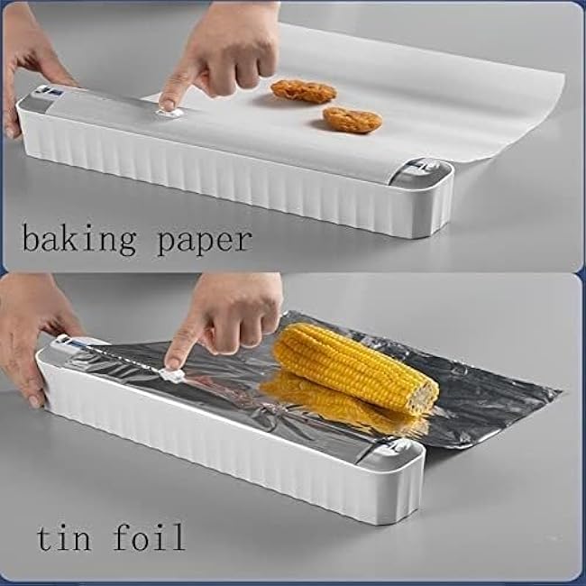 Cling Film Dispenser,wrap dispenser,Cling Film Cutter Wall Mounted Adjustable Cling Film Cutting Box,Tin Foil Dispenser with Cutter, wrap Dispenser Cutting(Green)