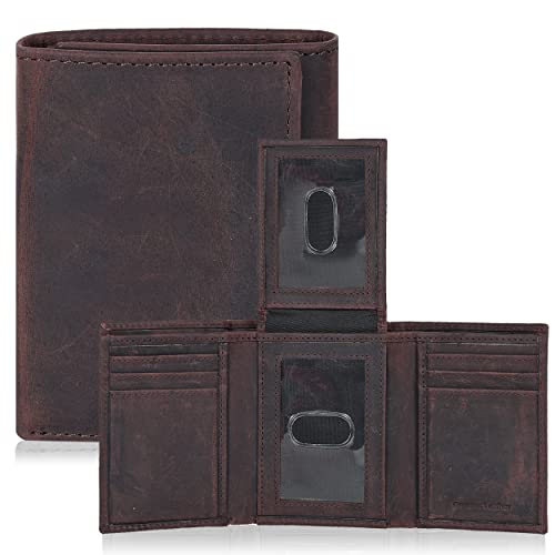 Estalon Trifold Wallets For Men - Rfid-Blocking Genuine Leather Wallet With 9 Card Slots (Brown) #TOP26