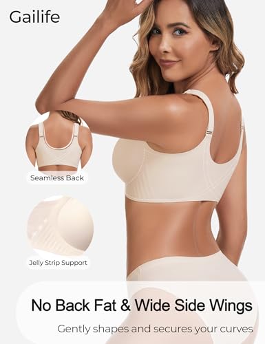 Gailife V Neck Front Closure Bras for Women Wireless Full Coverage Mastectomy Bralettes Comfortable Seamless Everyday Bra4