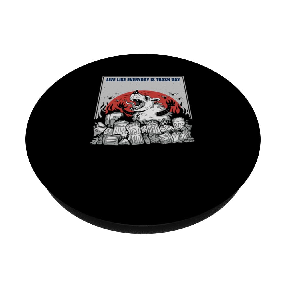Live Like Everyday is Trash Panda Day Funny Garbage Racoon PopSockets Swappable PopGrip, Black - Image 2