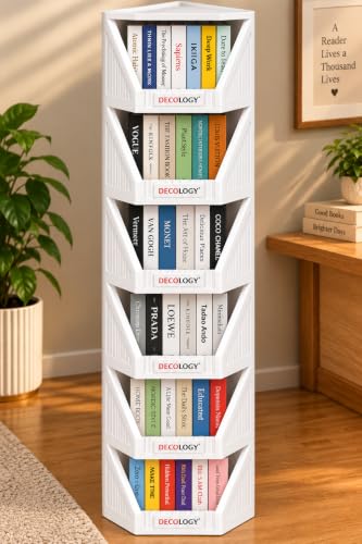 Image of DecoLogy Multipurpose Bookshelf Organiser Rack for Living Room, Kitchen, Bedroom, Office (Corner Cupboard, 6PCS)