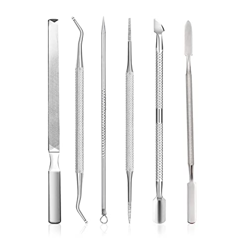 Herramientas para Uñas Encarnadas,Herramienta de pedicura,Manicura Pedicura Set,levantadores de uñas encarnadas,Cutícula Pusher,Limas de uñas(6 piezas)