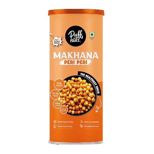 Image of Puffnuts COMBO Of 3 | Roasted and Flavoured Makhana | Healthy Snack | Namkeen | Puff Nuts | Gluten Free | Cholesterol Free | Protein Rich | Fiber Rich | With Calcium & Magnesium | Roasted in Olive Oil | Pack Of 3 x 77g (Mint Masti, Tangy Tomato, Peri Peri)